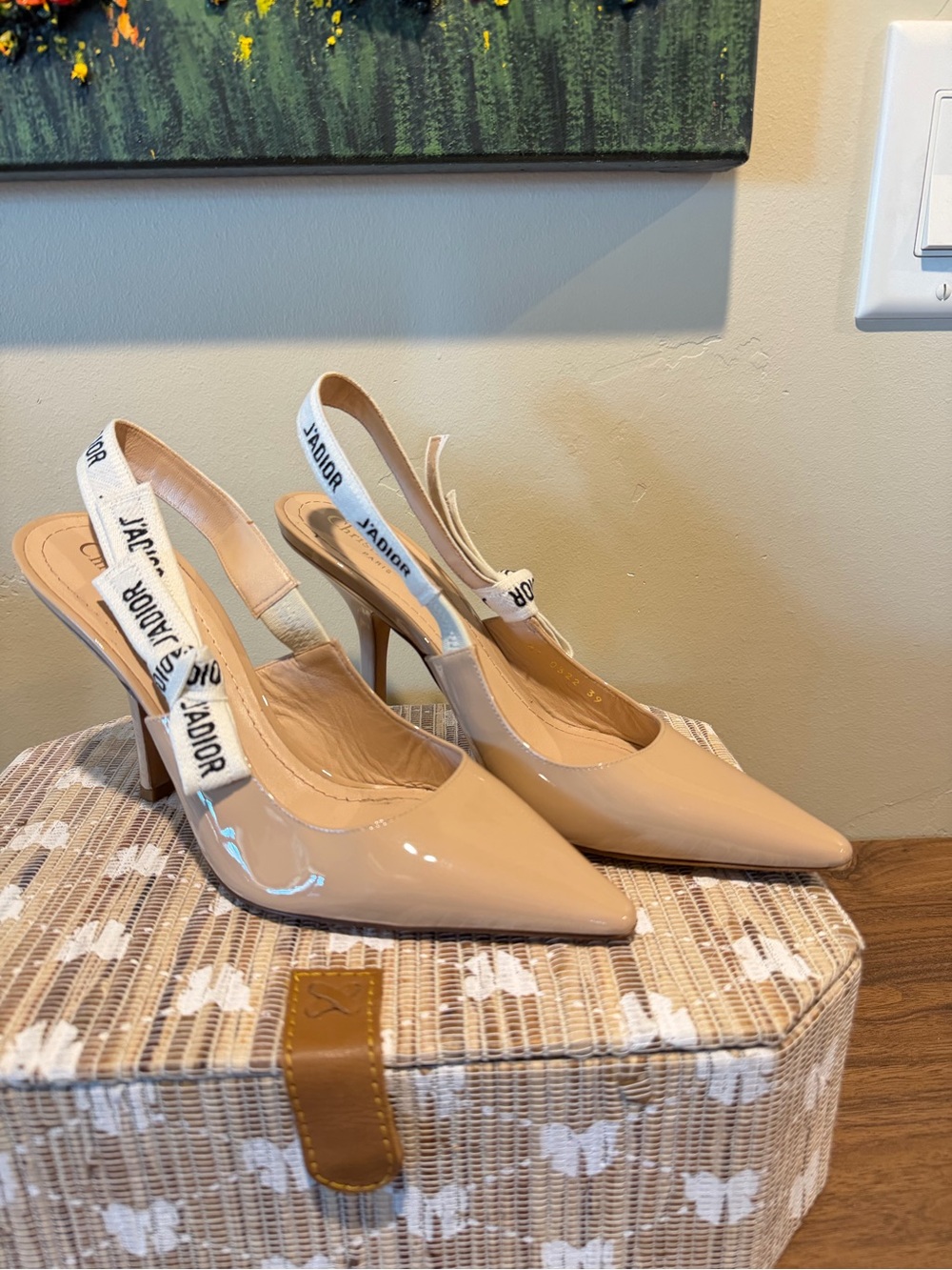 Dior Nude Patent Slingback Pumps with J'Adior Strap
